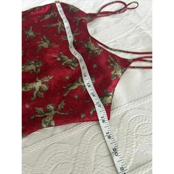 Vtg Satin And Beaux Sleepwear Women's L Large Red Cupid Slip Night Gown Bias Cut - Picture 6 of 10